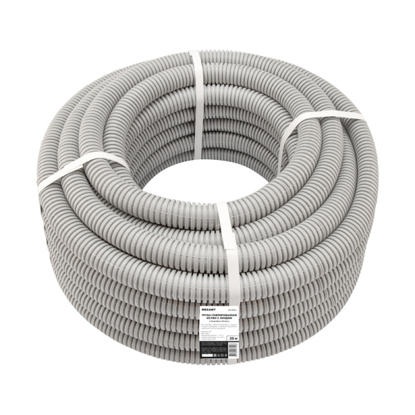 Труба гофрированная из ПВХ, с зондом, Ø32мм (бухта 25 м/уп) REXANT 