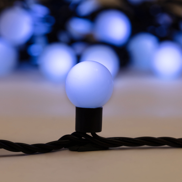 Гирлянда Мультишарики Ø23 мм, 10 м, 80 LED БЕЛЫЙ, черный ПВХ, IP65, постоянное свечение, 230В соединяется NEON-NIGHT