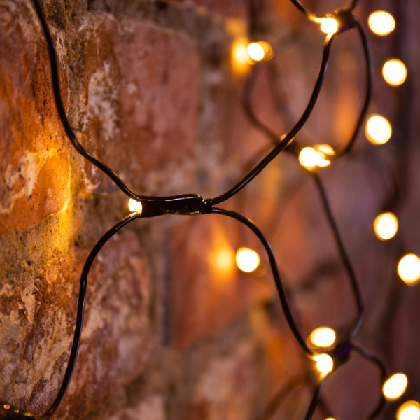 Гирлянда Сеть 1х1,5м, черный ПВХ, 160 LED Тёплый белый (шнур питания в комплекте)