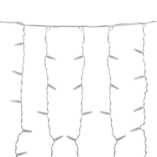 Гирлянда светодиодная Занавес 2x0,8м 160 LED КРАСНЫЙ прозрачный ПВХ IP65 постоянное свечение 230В соединяется NEON-NIGHT шнур в комплекте