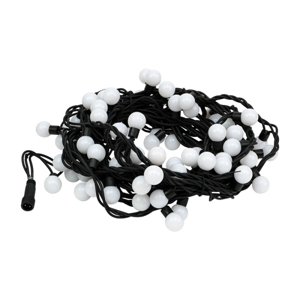 Гирлянда Мультишарики Ø23 мм, 10 м, 80 LED БЕЛЫЙ, черный Каучук, IP67, постоянное свечение, 230В соединяется NEON-NIGHT (нужен шнур питания 315-000)