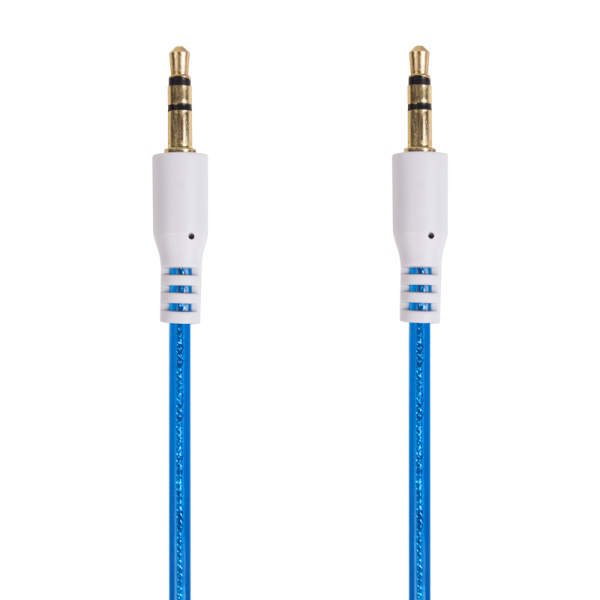 Аудиокабель AUX 3,5мм, 1м, синий, гелевый REXANT