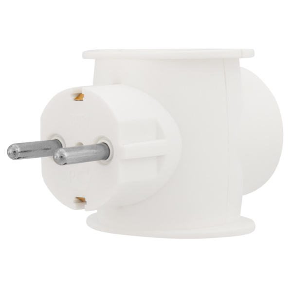 Тройник электрический универсальный 16А одно гнездо с/з белый REXANT