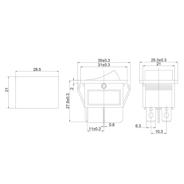 Выключатель клавишный 250V 16А (4с) ON-OFF красный  с подсветкой (RWB-502, SC-767, IRS-201-1)  REXANT Индивидуальная упаковка 1 шт