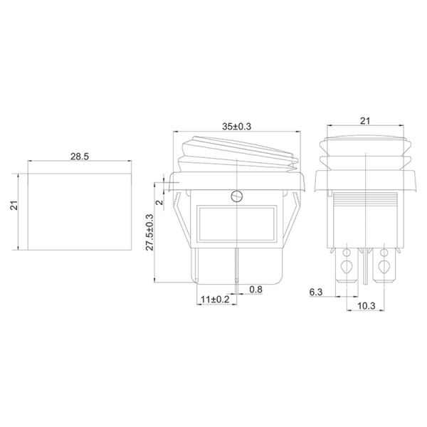 Выключатель клавишный 250V 15А (4с) ON-OFF красный  с подсветкой  ВЛАГОЗАЩИТА  (RWB-507)  REXANT Индивидуальная упаковка 1 шт