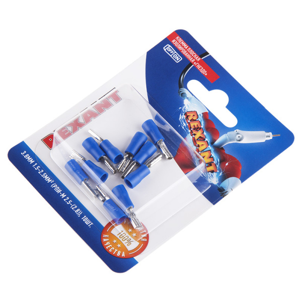 Клемма плоская изолированная РПи-м 2.5-(2.8)/РпИм 2-250 гнездо 3.8 мм, 1.5-2.5 мм², в упак. 10 шт. REXANT