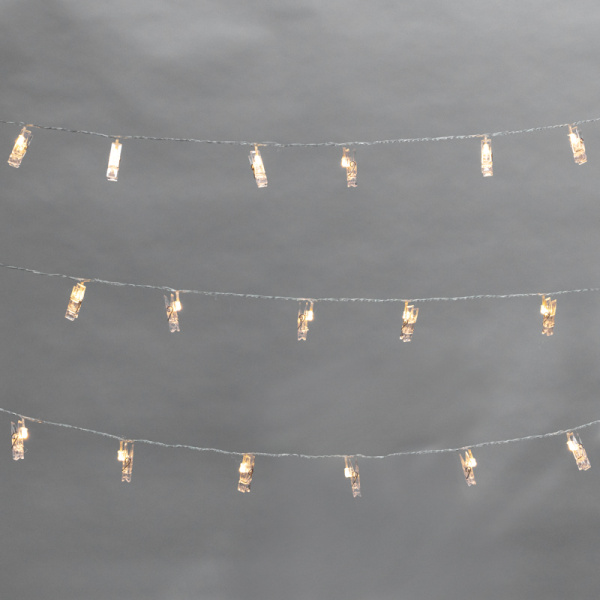 Гирлянда светодиодная Прищепки 30 LED, 5 м, теплый белый цвет свечения NEON-NIGHT