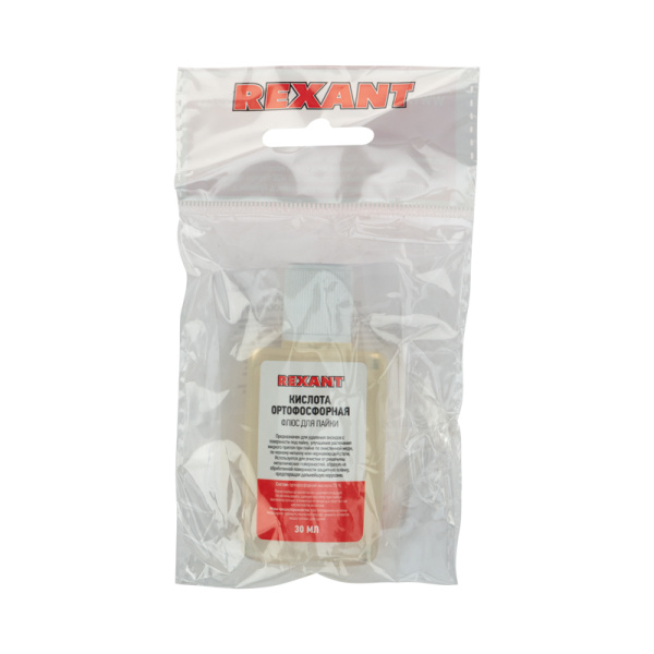 Флюс для пайки, КИСЛОТА ОРТОФОСФОРНАЯ, 30мл, пакет REXANT