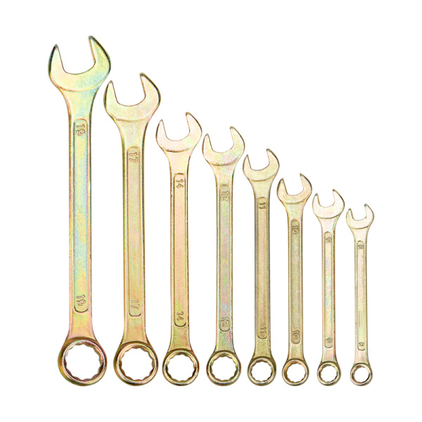 Набор ключей комбинированных (8-11, 13, 14, 17, 19мм), 8 шт, желтый цинк REXANT