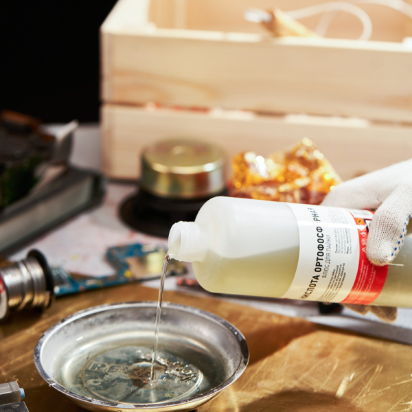 Флюс для пайки, КИСЛОТА ОРТОФОСФОРНАЯ 75%, 500мл, флакон REXANT