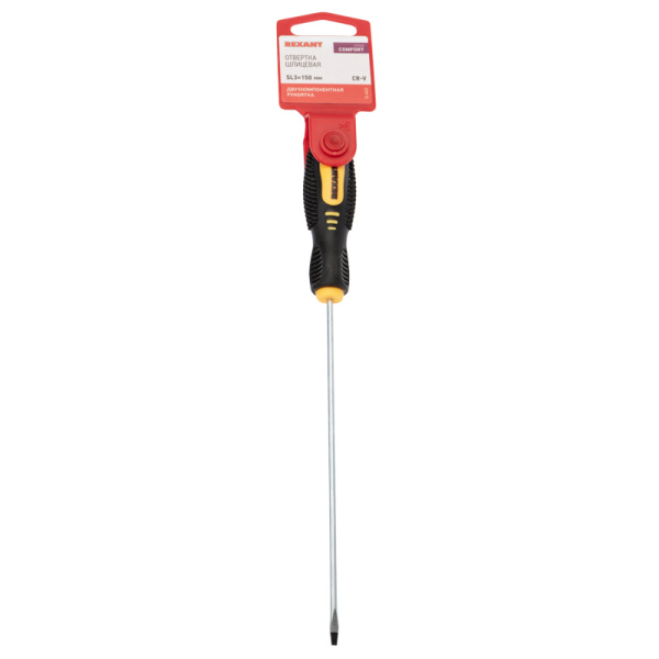 Отвертка шлицевая SL3х150мм, двухкомпонентная рукоятка REXANT