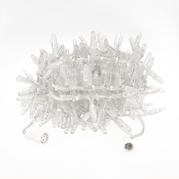 Гирлянда Кластер 10 м, прозрачный ПВХ IP65, 200 LED, белый, соединяется (нужен шнур питания 303-500-1)