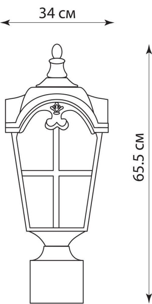 Светильник садово-парковый Feron PL5104 четырехгранный на столб 100W 230V E27, черное золото