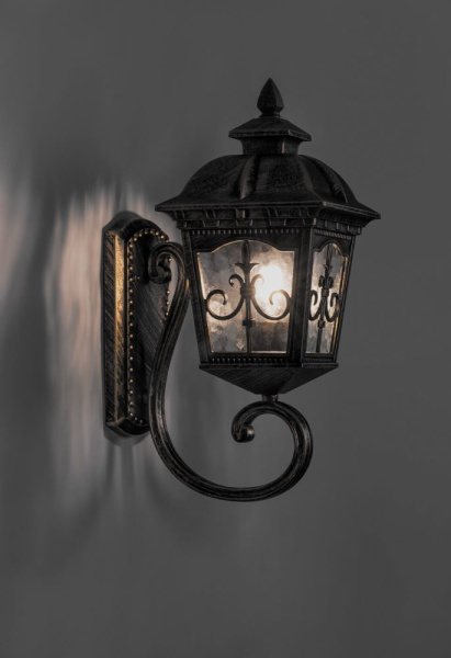 Светильник садово-парковый Feron PL4091 четырехгранный на стену вверх 60W E27 230V, черное золото