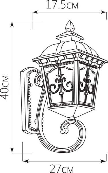 Светильник садово-парковый Feron PL4091 четырехгранный на стену вверх 60W E27 230V, черное золото
