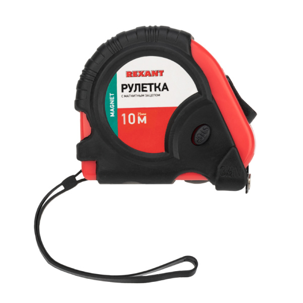 Рулетка измерительная Профи прорезиненный корпус, магнитная, 10м х 25мм REXANT
