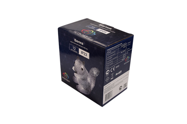 Акриловая светодиодная фигура Белка 17,5х12х18 см, 4,5 В, 3 батарейки AAA (не входят в комплект), 12 светодиодов NEON-NIGHT