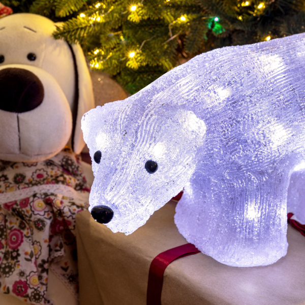 Акриловая светодиодная фигура Медведь 34,5х12х17 см, 4,5 В, 3 батарейки AA (не входят в комплект), 24 светодиода NEON-NIGHT