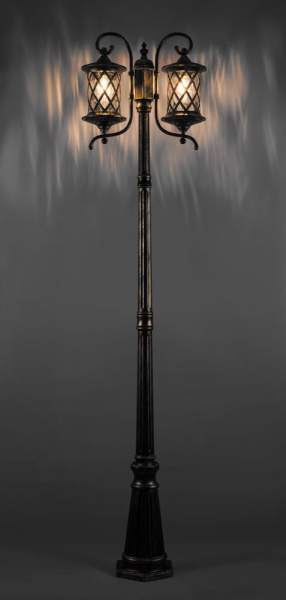 Светильник садово-парковый Feron PL5038 столб круглый 2*100W 230V E27, черное золото
