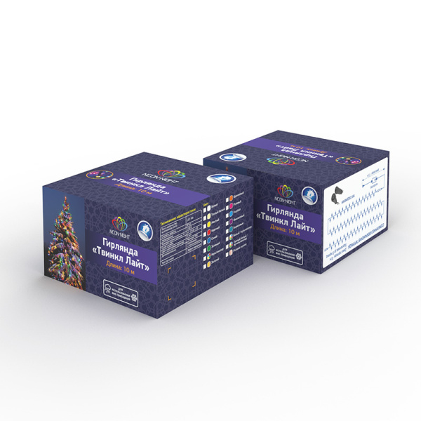 Гирлянда Твинкл Лайт 10 м, черный ПВХ, 100 диодов, цвет желтый (контроллер в комплекте)