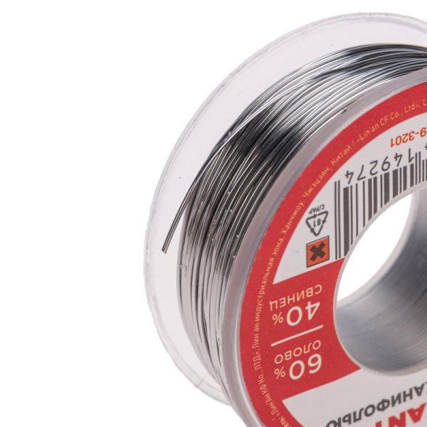 Припой с канифолью, 100г, Ø0,5мм, (олово 60%, свинец 40%), катушка, блистер REXANT