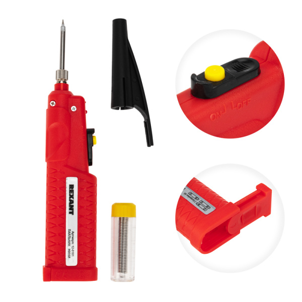 Паяльник с керам. нагревателем, серия МИНИ, 8Вт, 4,5В, питание от 3 бат. АА, блистер REXANT