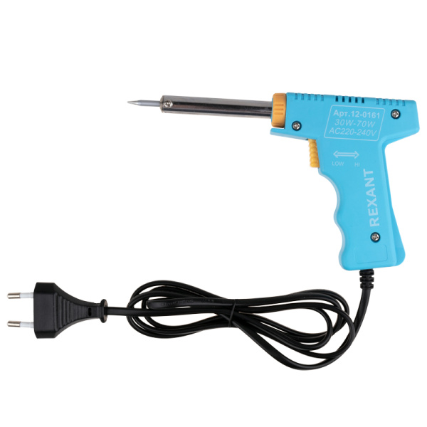 Набор для пайки №5 (паяльник импульсный 30/70Вт, оловоотсос, подставка, припой) REXANT