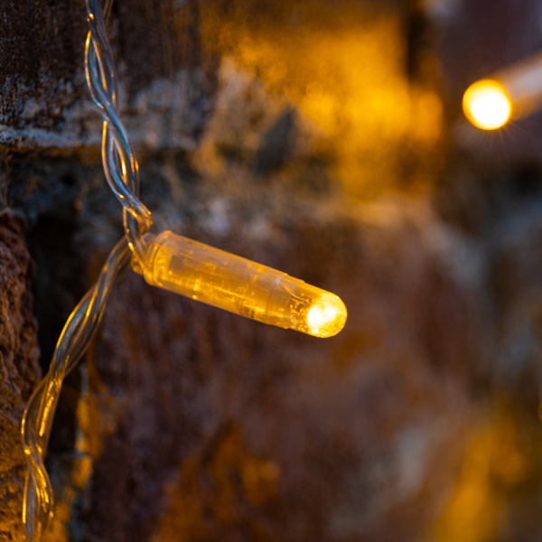 Гирлянда светодиодная Занавес 2х1,5м 192 LED ЖЕЛТЫЙ прозрачный ПВХ IP65 постоянное свечение 230В соединяется NEON-NIGHTшнур в комплекте 