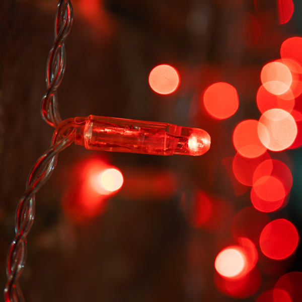 Гирлянда светодиодная Занавес 2х1,5м 192 LED КРАСНЫЙ прозрачный ПВХ IP65 постоянное свечение 230В соединяется NEON-NIGHT шнур в комплекте 