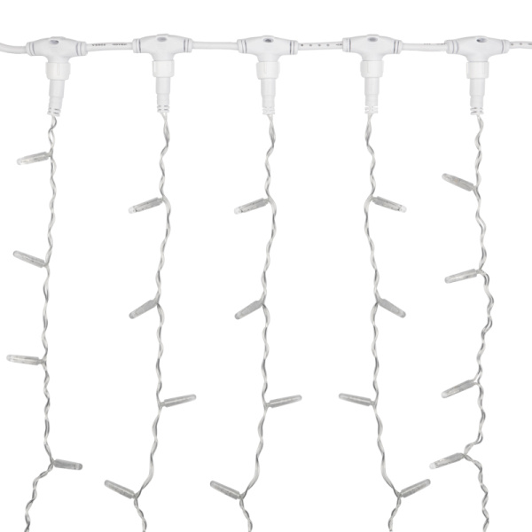 Гирлянда светодиодная Занавес 2х1,5м 192 LED КРАСНЫЙ прозрачный ПВХ IP65 постоянное свечение 230В соединяется NEON-NIGHT шнур в комплекте 