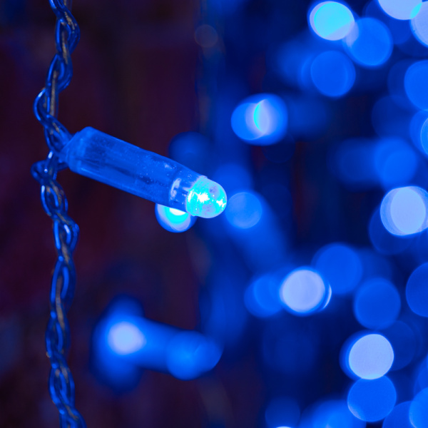 Гирлянда светодиодная Занавес 2х1,5м 192 LED СИНИЙ прозрачный ПВХ IP65 постоянное свечение 230В соединяется NEON-NIGHT шнур в комплекте 
