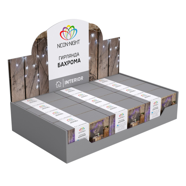 Гирлянда Бахрома (Айсикл), 1,8х0,5м, 48 LED СИНИЕ, прозрачный ПВХ, IP20, свечение с динамикой, 230В, не соединяется