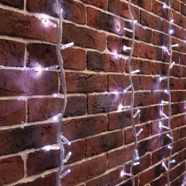 Гирлянда светодиодная Занавес 2х3м 240 LED БЕЛЫЙ прозрачный ПВХ IP65 эффект водопада 24В не соединяется NEON-NIGHT трансформатор в комплекте