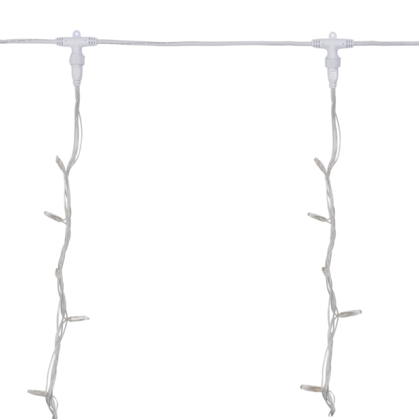 Гирлянда светодиодная Занавес 2х3м 240 LED БЕЛЫЙ прозрачный ПВХ IP65 эффект водопада 24В не соединяется NEON-NIGHT трансформатор в комплекте