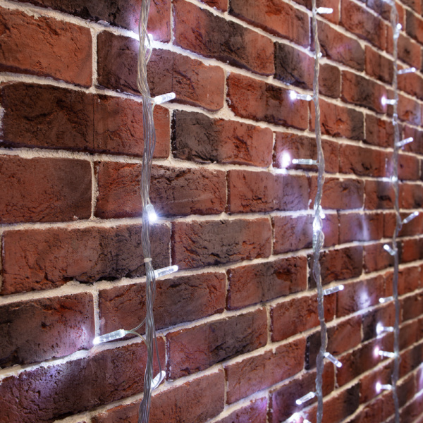 Гирлянда светодиодная Занавес 2х6м 360 LED БЕЛЫЙ прозрачный ПВХ IP65 эффект водопада 24В не соединяется NEON-NIGHT трансформатор в комплекте