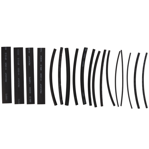 Набор термоусаживаемых трубок ТУТ нг №5 STANDARD 2:1, упаковка 18 шт. по 10 см REXANT