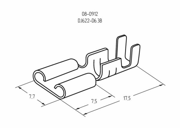 Клемма плоская гнездо 7.7 мм 0.75-1.5 мм² (РП-м 1.5-(6.3)) REXANT