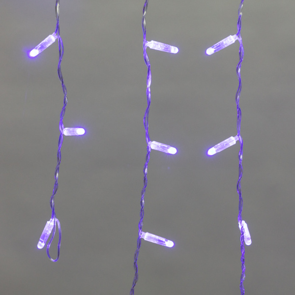 Гирлянда светодиодная Бахрома (Айсикл), 4,8х0,6м, 176 LED СИНИЙ, прозрачный ПВХ, IP65, постоянное свечение, 230В NEON-NIGHT (шнур питания в комплекте)