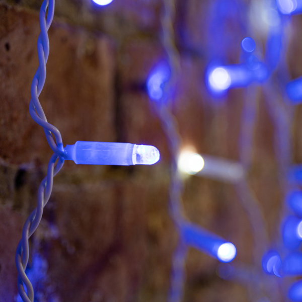 Гирлянда светодиодная Занавес 2х1,5м 300 LED СИНИЙ белый ПВХ IP65 эффект мерцания 230В соединяется NEON-NIGHT нужен шнур 303-500-1