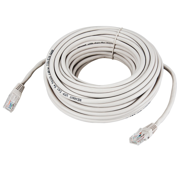 Шнур коммутационный, патч-корд U/UTP RJ45-RJ45, CAT 5e, PVC серый, 10м REXANT 