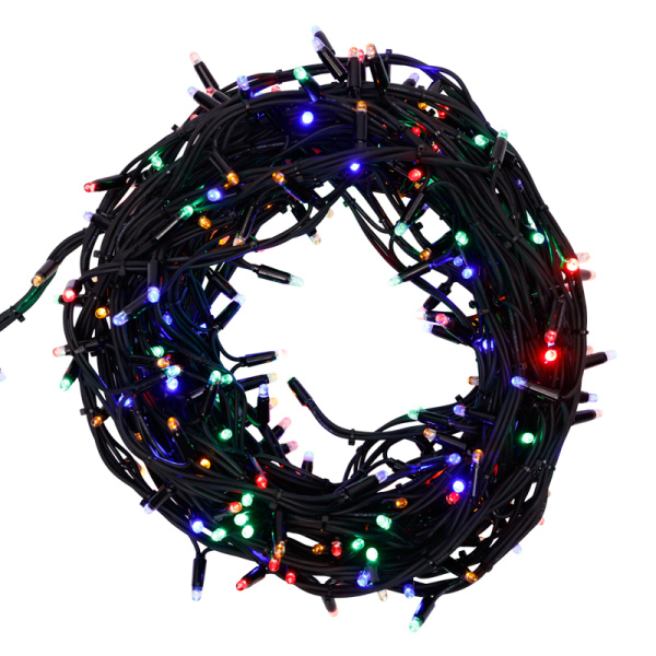 Гирлянда Твинкл Лайт 20 м, 240 LED МУЛЬТИКОЛОР, черный Каучук, IP67, динамика, 230В соединяется NEON-NIGHT (нужен контроллер 217-204)