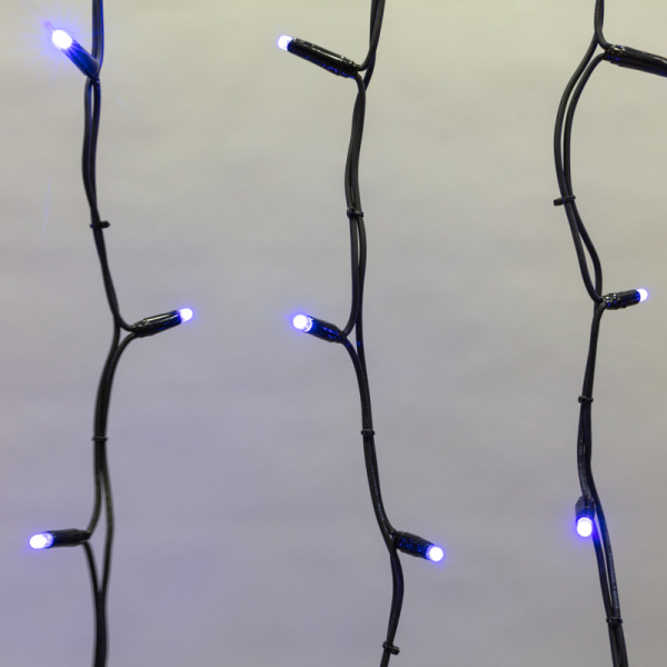 Гирлянда светодиодная Бахрома (Айсикл), 5,6x0,9м, 240 LED СИНИЙ, черный КАУЧУК 3,3мм, IP67, постоянное свечение, 230В NEON-NIGHT (шнур питания в комплекте)