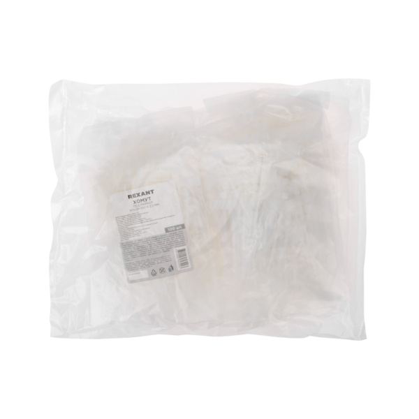 Хомут под маркер нейлоновый 100x2,5мм 100 шт, белый REXANT