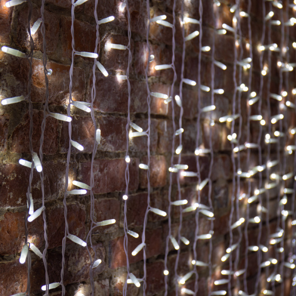 Гирлянда светодиодная Занавес 2х1,5м 300 LED БЕЛЫЙ белый ПВХ IP65 постоянное свечение 230В соединяется NEON-NIGHT нужен шнур 303-500-1