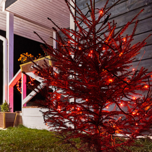 Гирлянда Твинкл Лайт 10 м, черный ПВХ, 100 диодов, цвет красный (контроллер в комплекте)