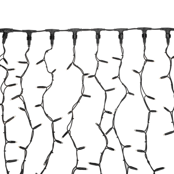 Гирлянда светодиодная Занавес 2х3м 760 LED БЕЛЫЙ черный КАУЧУК IP67 постоянное свечение 230В соединяется NEON-NIGHT шнур в комплекте