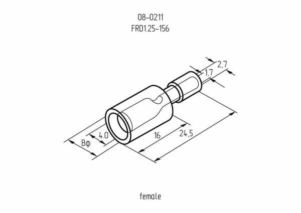Разъем штекерный изолированный гнездо 4 мм 0.5-1.5 мм² (РШи-м 1.5-4/РШИм 1,25-5-4) красный REXANT