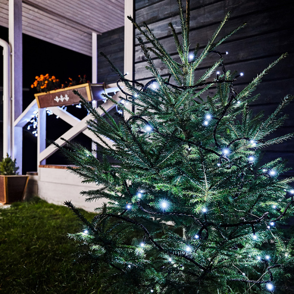 Гирлянда Твинкл Лайт 10 м, 100 LED БЕЛЫЙ, черный ПВХ, IP65, динамика, 230В соединяется NEON-NIGHT (нужен контроллер 217-204)