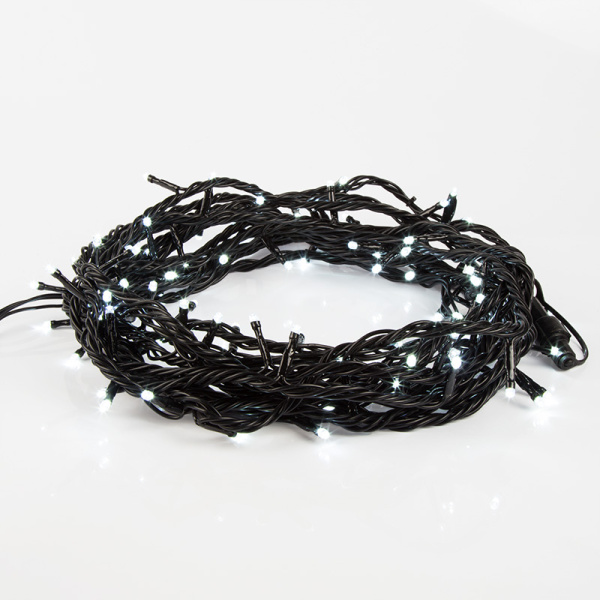 Гирлянда Твинкл Лайт 10 м, 100 LED БЕЛЫЙ, черный ПВХ, IP65, динамика, 230В соединяется NEON-NIGHT (нужен контроллер 217-204)