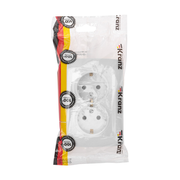 DEA Розетка 2-ая с/з с/у 16А Бел KRANZ 